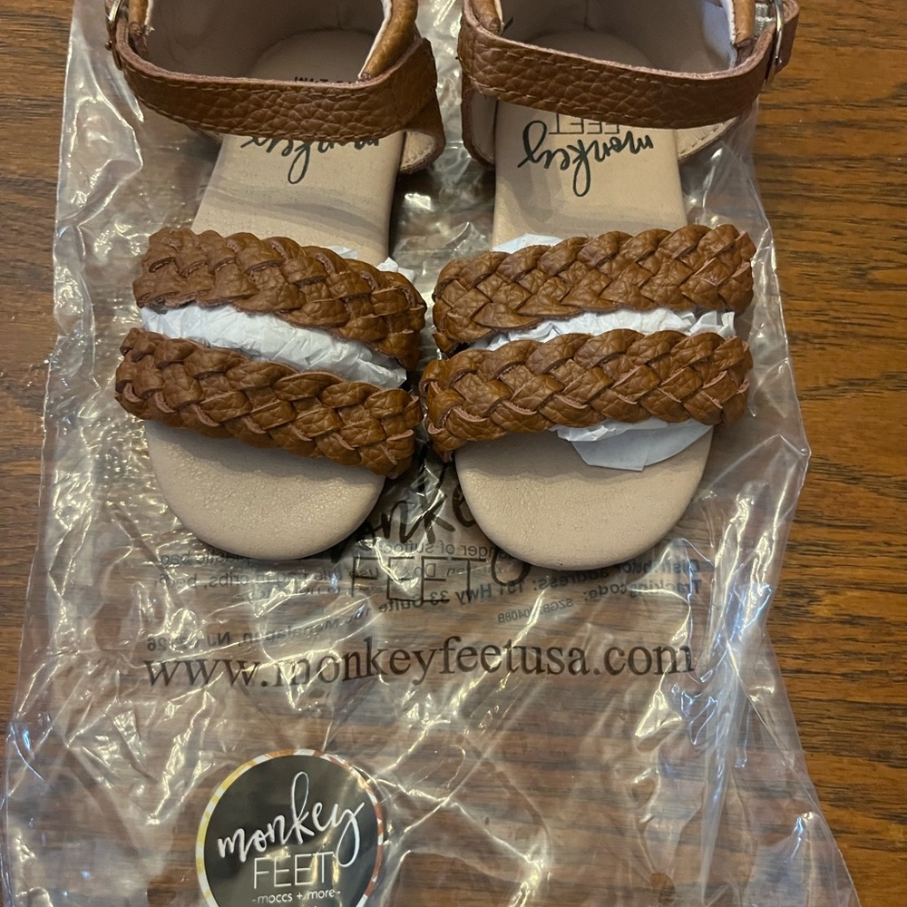 Monkey Feet Tan Braided Kids Sandals